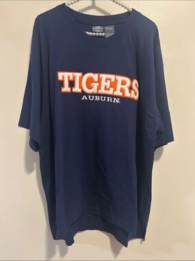 Auburn Tigers Shirt XL Blue Embroidered Spell Out Cotton NCAA Pro Active Tee
